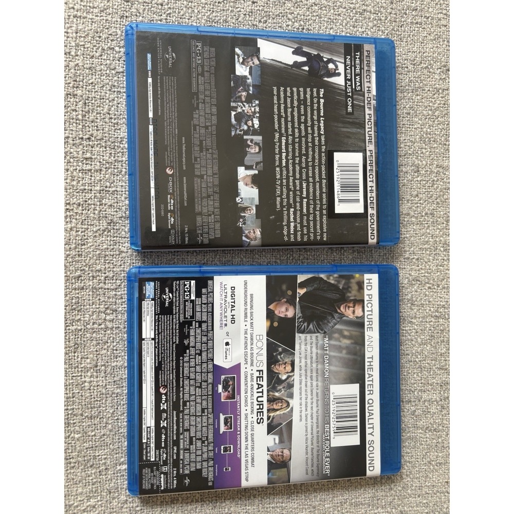 Set of 2 The Bourne Legacy Blu-ray Rental Edition & Jason Bourne Disc Matt Damon - Picture 4 of 9